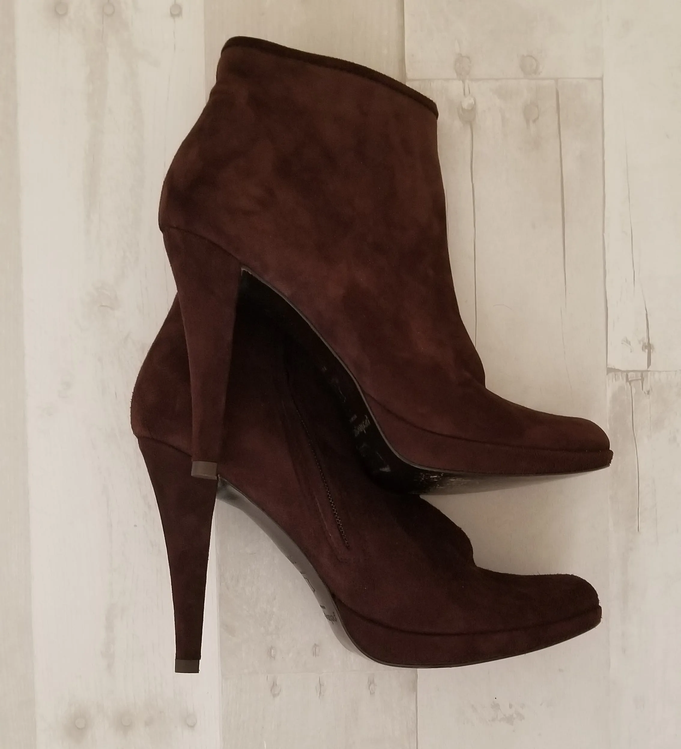 00's Brown Suede Semi Platform Ankle Boots by Pedro Garcia