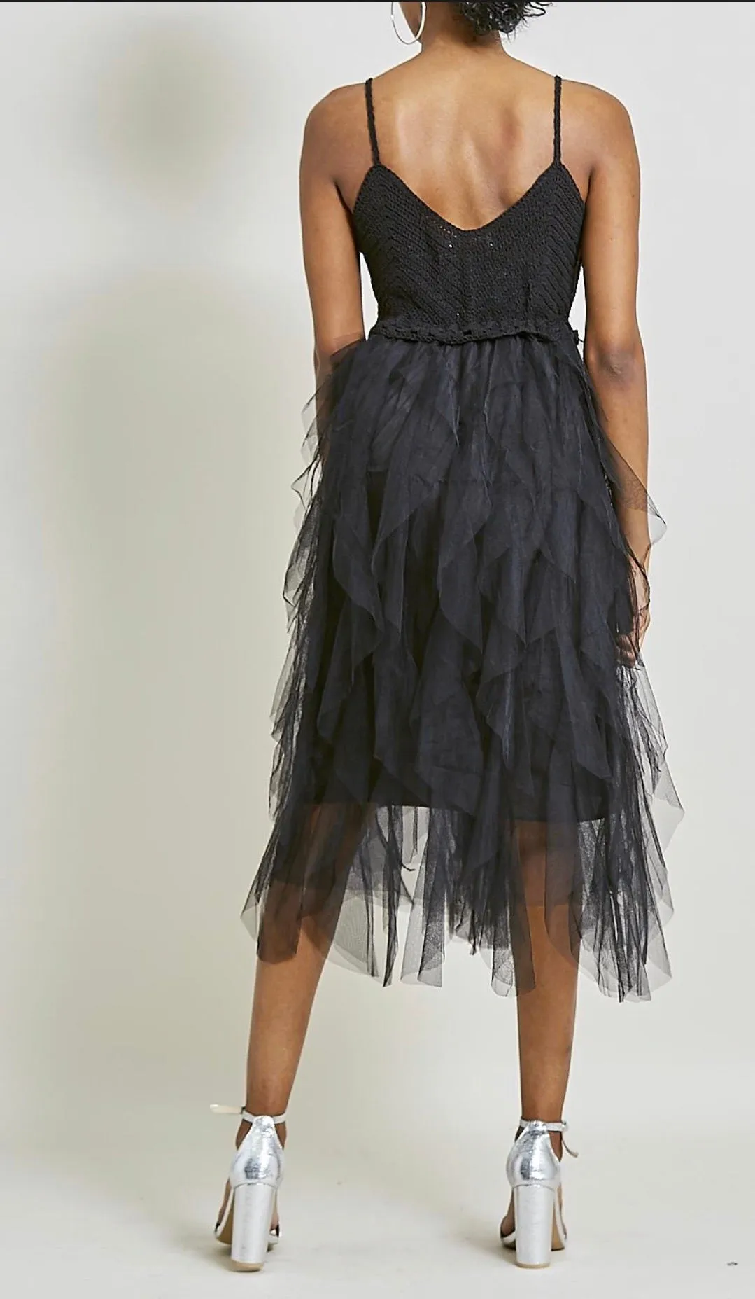 Athena crochet flutter dress - 3 colours nude, white, black