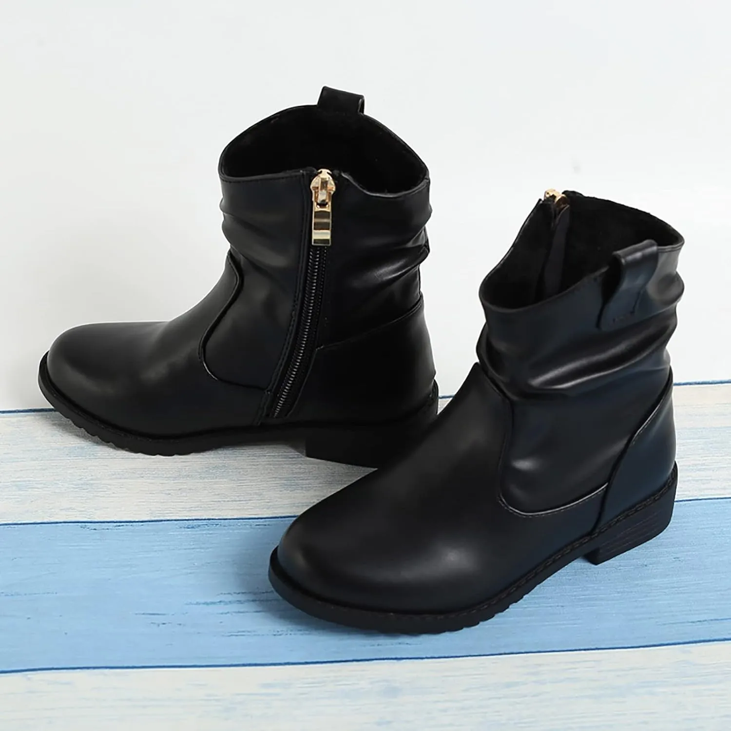 Baby Girls Zip Side Ankle Boots Low Heel Riding Little Girls Riding Boots Non Slip Breathable Shoes Toddler Boots