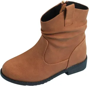 Baby Girls Zip Side Ankle Boots Low Heel Riding Little Girls Riding Boots Non Slip Breathable Shoes Toddler Boots