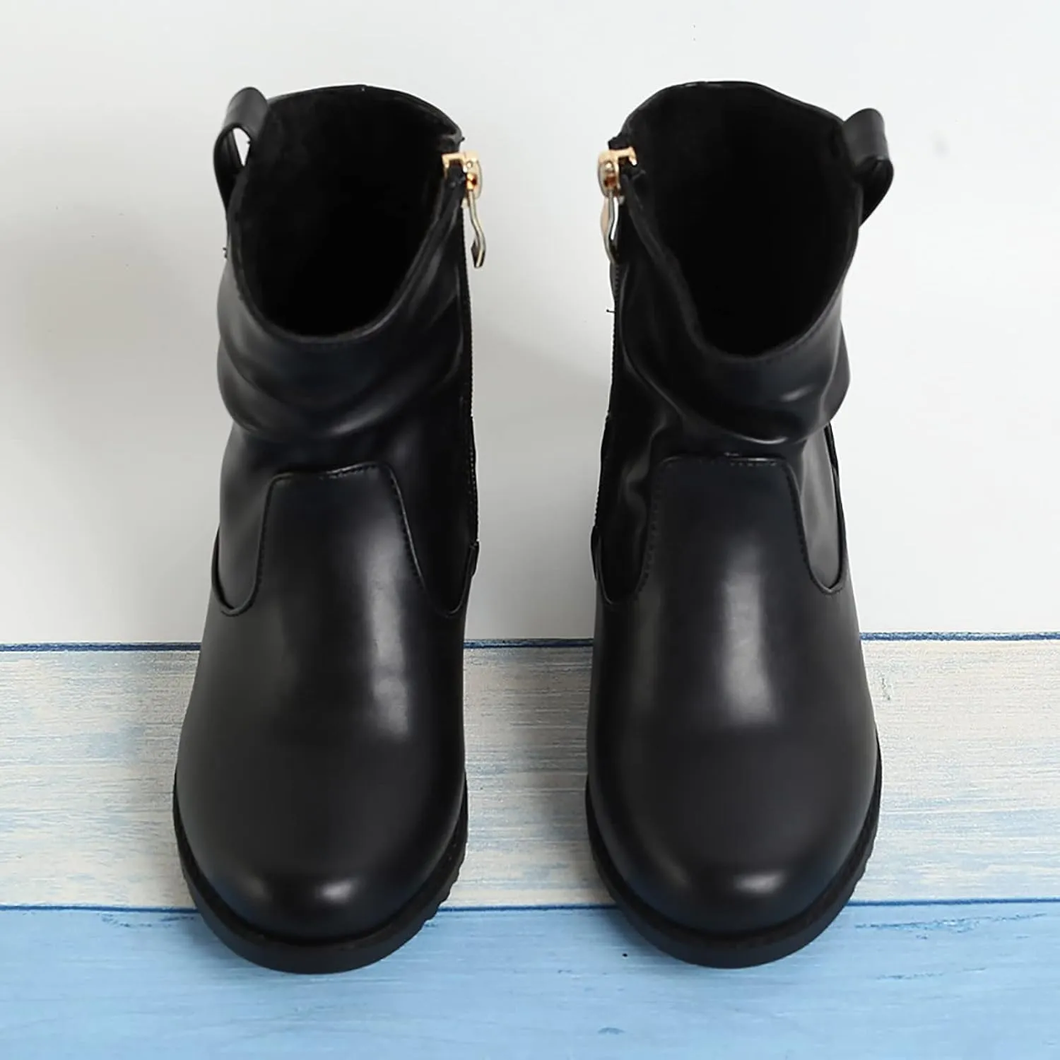 Baby Girls Zip Side Ankle Boots Low Heel Riding Little Girls Riding Boots Non Slip Breathable Shoes Toddler Boots