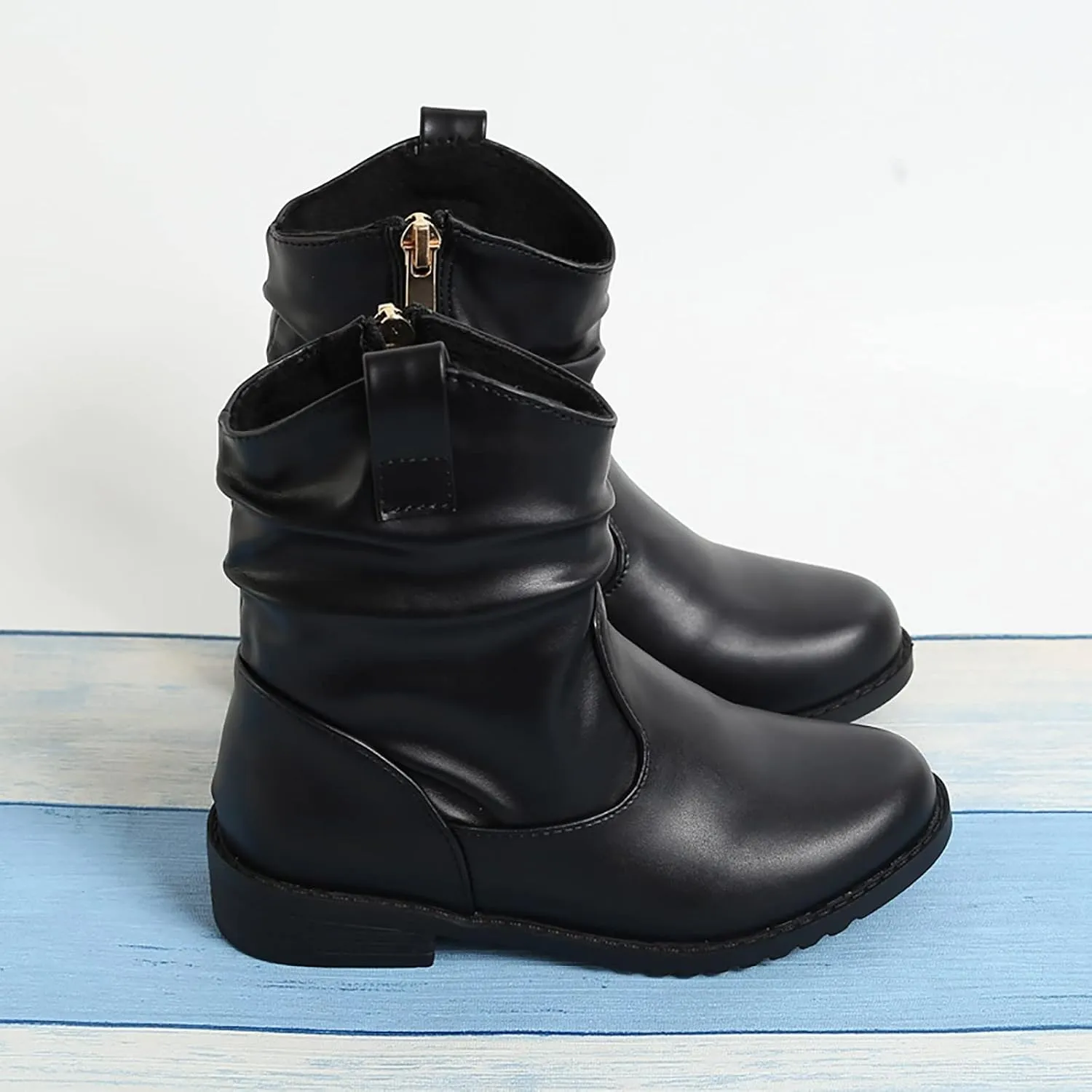 Baby Girls Zip Side Ankle Boots Low Heel Riding Little Girls Riding Boots Non Slip Breathable Shoes Toddler Boots