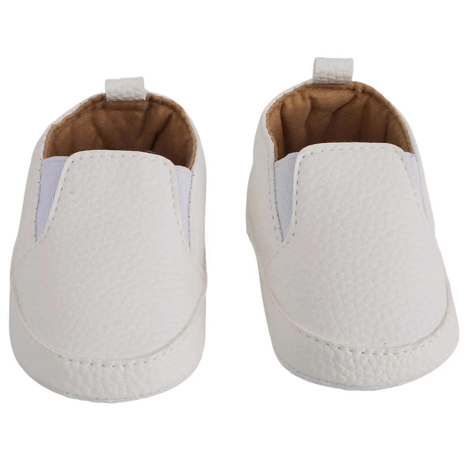 Baby Moo Leather White Slip-On Booties