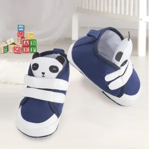 Baby Moo Panda Blue Velcro Booties