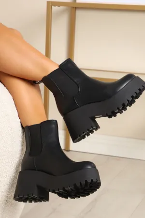 Back In Town Platform Booties - Black