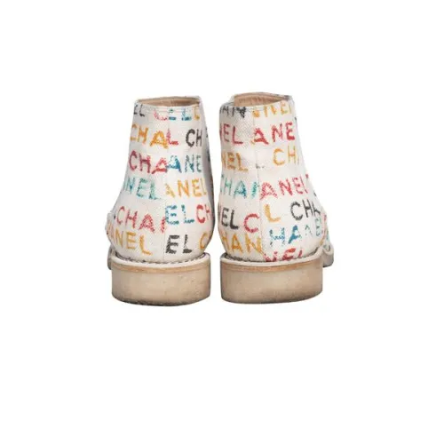 chanel canvas booties