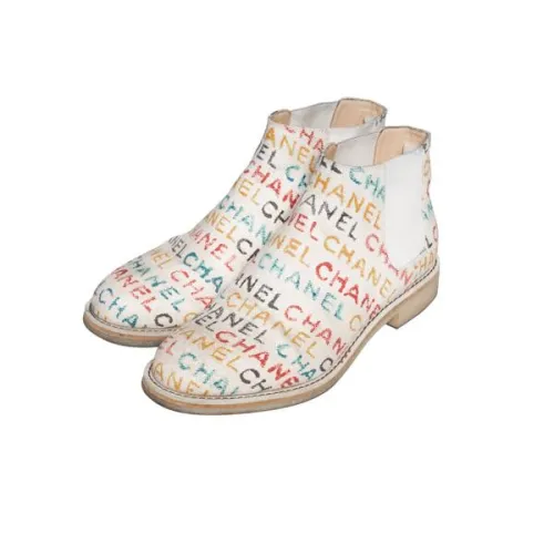 chanel canvas booties