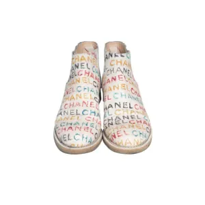 chanel canvas booties