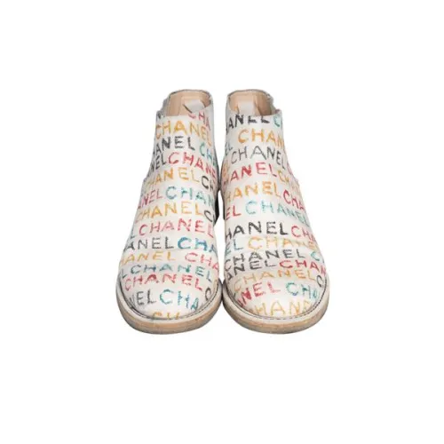 chanel canvas booties