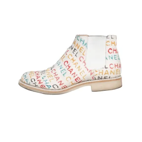 chanel canvas booties