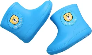 Children's Spring Fall Cartoon Waterproof Rain Boots for Little Kids Toddler Baby Boys Girls Anti-Slip Ankle Rainshoes
