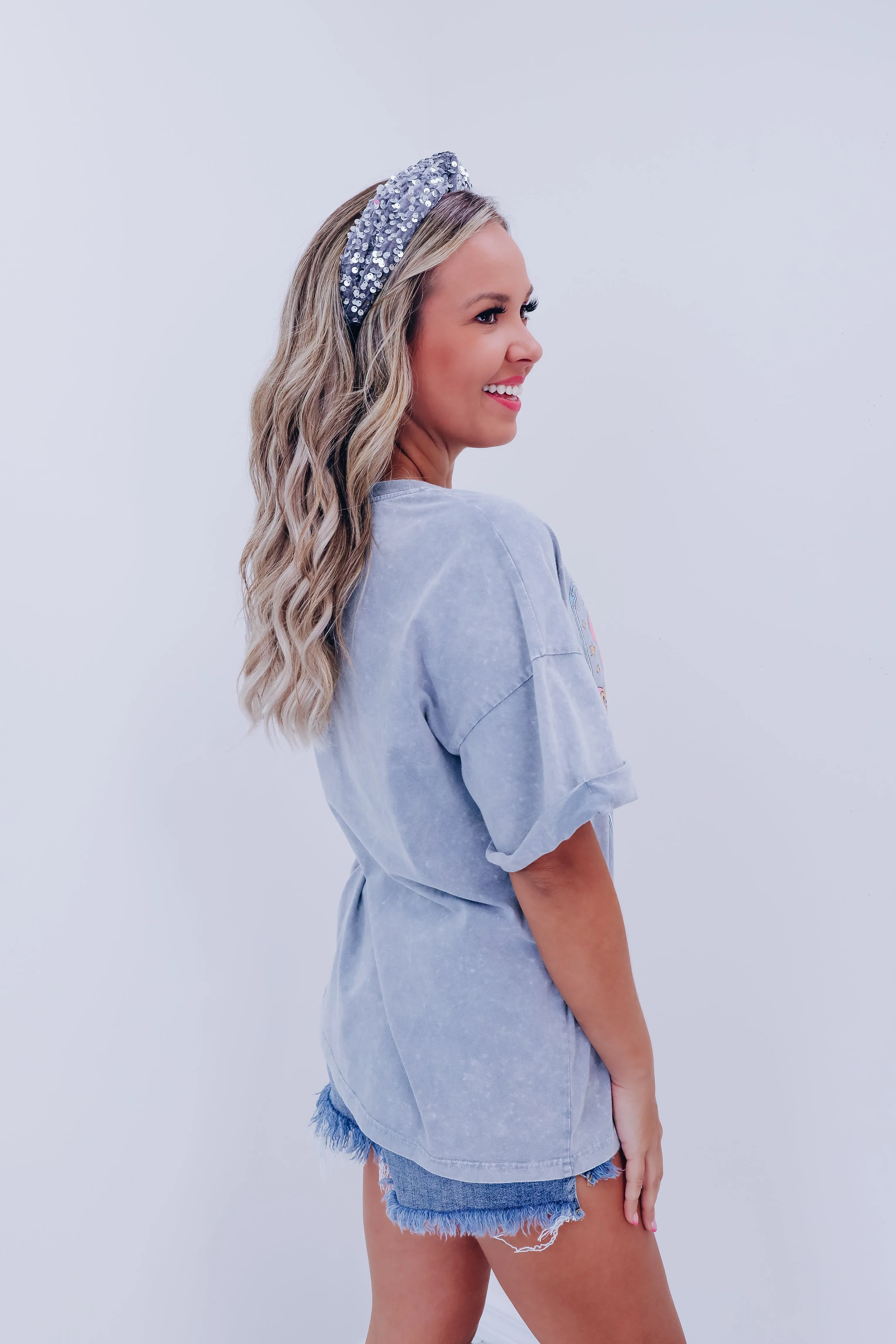 Coastal Cowgirl Vintage Graphic Tee - Grey Denim