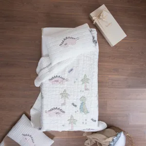 Cotton Toddler Bedding Set | Dino Tales | Ivory