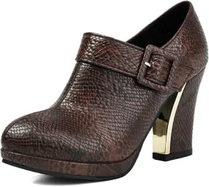 DINTAHA Womens Platform Chunky Heel Booties Block High Heeled Ankle Boots With Buckle