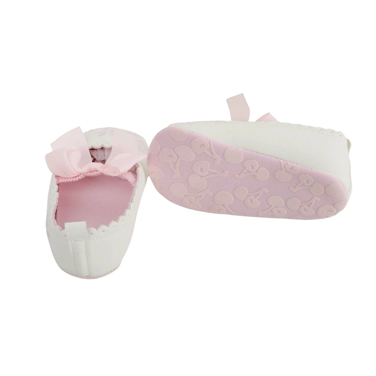 Embroidered Floral White And Pink Booties