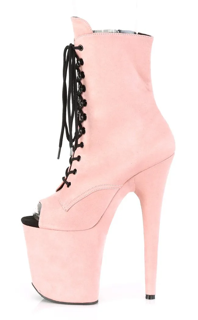 FLAMINGO-1021FS Baby Pink Suede Ankle Boots