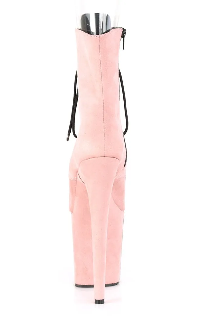 FLAMINGO-1021FS Baby Pink Suede Ankle Boots