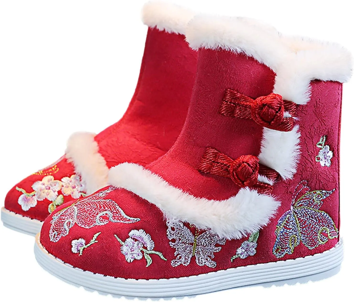 Girls Embroidery Print Ankle Boots Soft Cozy Warm Socks Butterfly Shoes Infant Boy Girl Plush Lined Boots