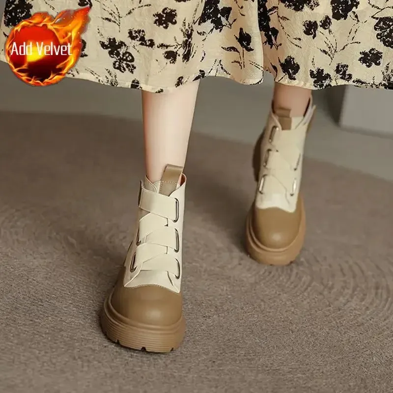 Hnzxzm Short Shoes for Women Black Booties Waterproof Footwear Combat Female Ankle Boots Punk Style Elegant with Medium Heels Hot Chic