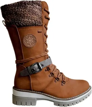 Ladmiple Ankle Boots Women Comfort Mid Calf Combat Riding Fashion Winter Booties Side Zipper Low Heel Motorcycle Military Biker Boots