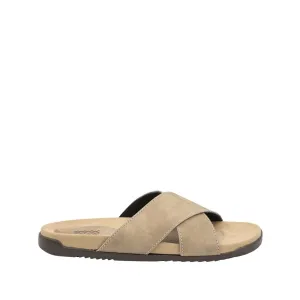 Leather Sandal With Crossed Straps For Men - 2429 Bot Nobuck