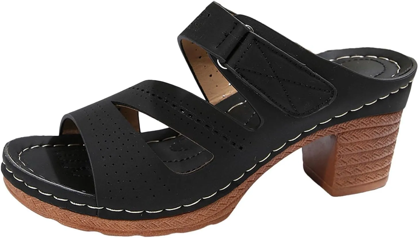 Low Block Chunky Heels Sandals for Women 2025 Sexy Platform Heels for Women Boho Comfortable Open Toe Sandals Summer Casual & Party Sandal Adjustable Slide Walking Shoes Summer Slippers 2025