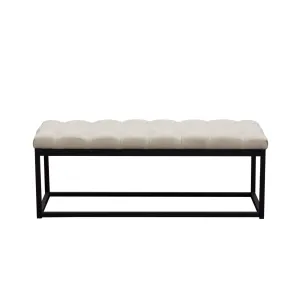 Mateo Black Powder Coat Metal Small Linen Tufted Bench by Diamond Sofa - Desert Sand Linen