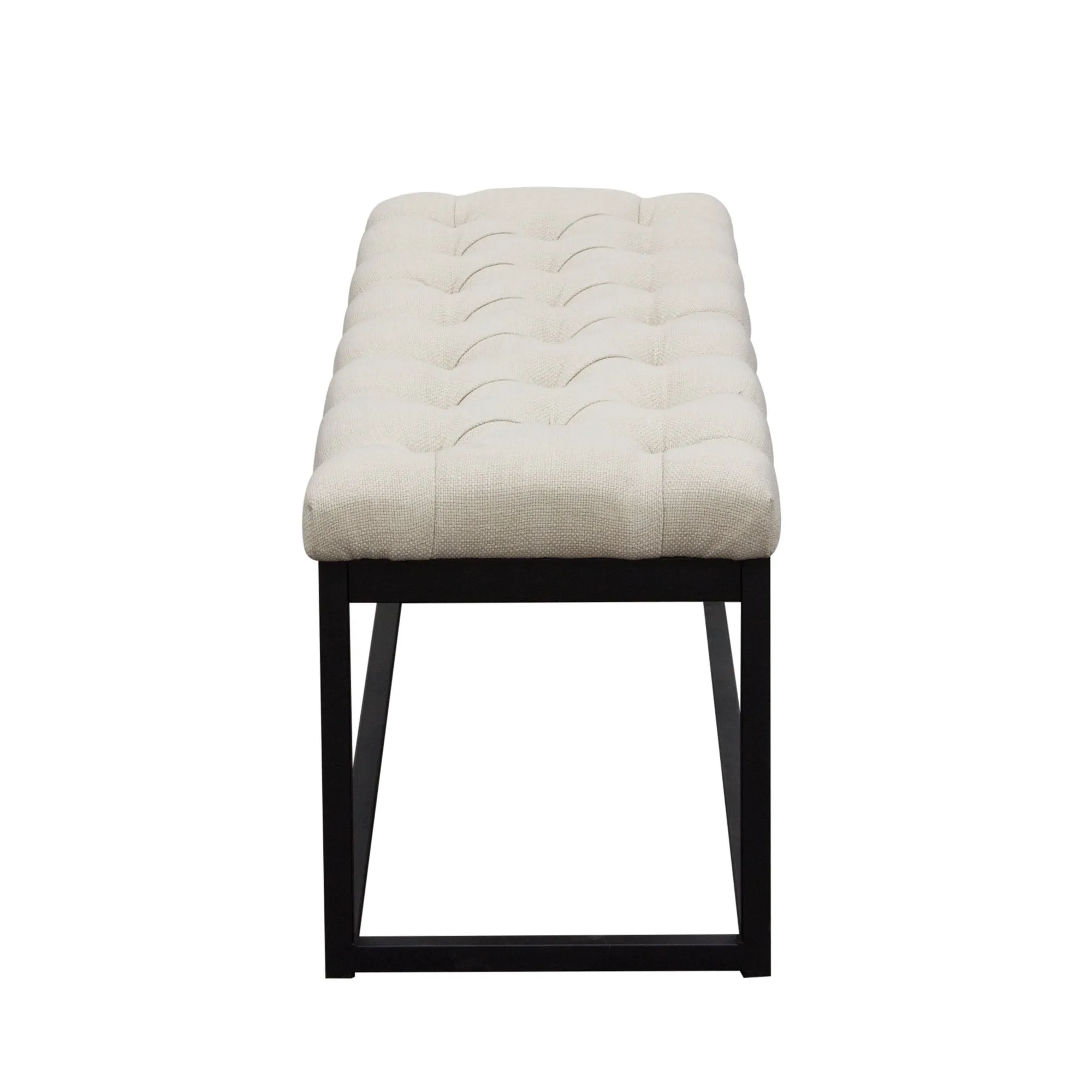 Mateo Black Powder Coat Metal Small Linen Tufted Bench by Diamond Sofa - Desert Sand Linen
