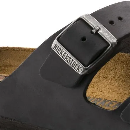 Men's Arizona Birkenstock Leather Sandals, Black Oiled Leather