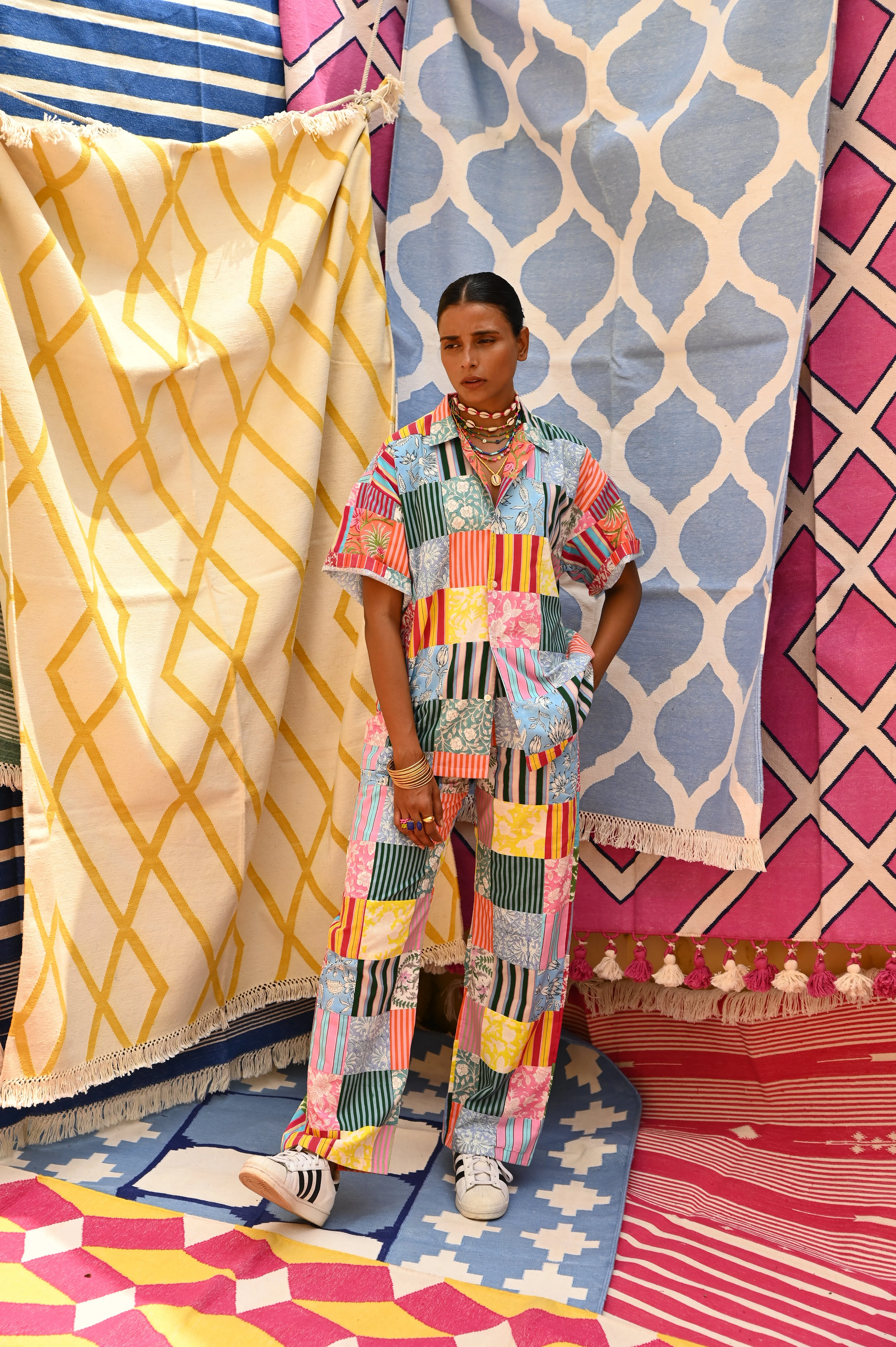 Patchwork Pants (Multicolor Stripes)