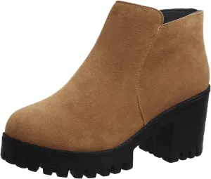 Platform Ankle Boots for Women Round Toe Chunky Block Heel Chelsea Boots High Heels Boots Fashion Fall Heeled Short Boots Shoes Casual Elastic Lug Sole Non-Slip Shoes Slip On Outdoor Boots
