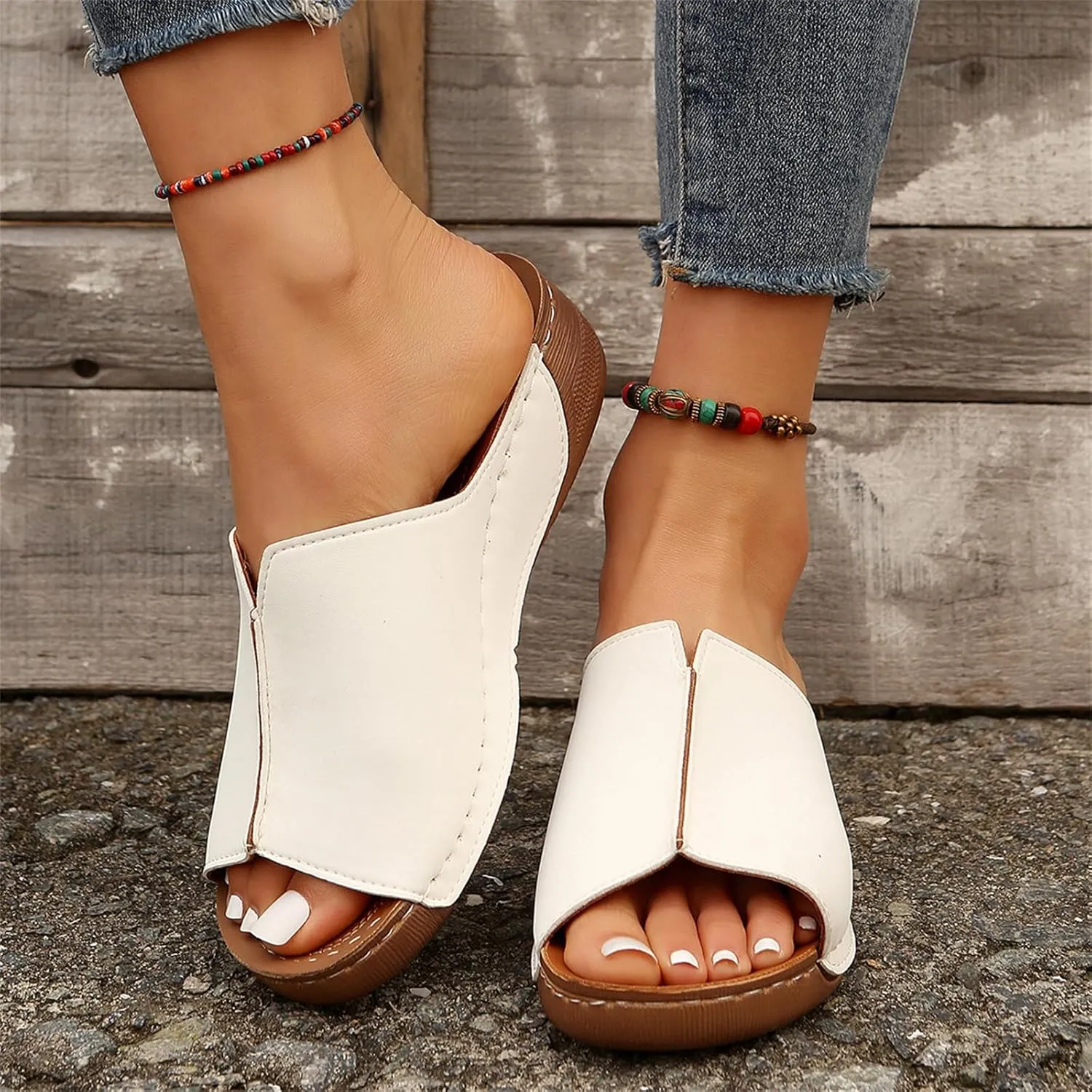 Sandals Women Comfortable Dressy Arch Support Orthotic Flip Flops Summer Casual Flat Feet Walking Orthopedic Slippers Slides
