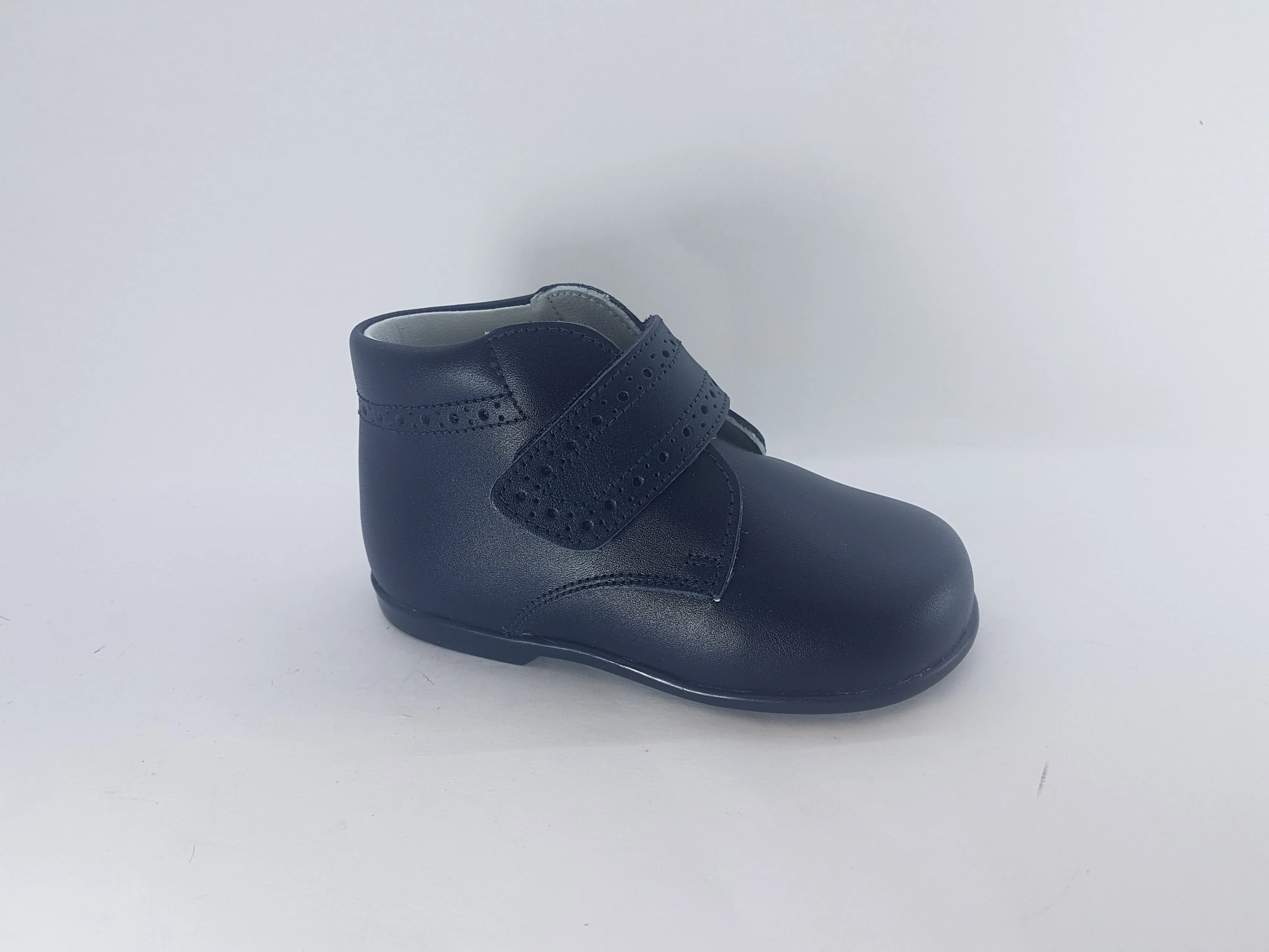 Shawn & Jeffery Navy Velcro Baby Leather Bootie