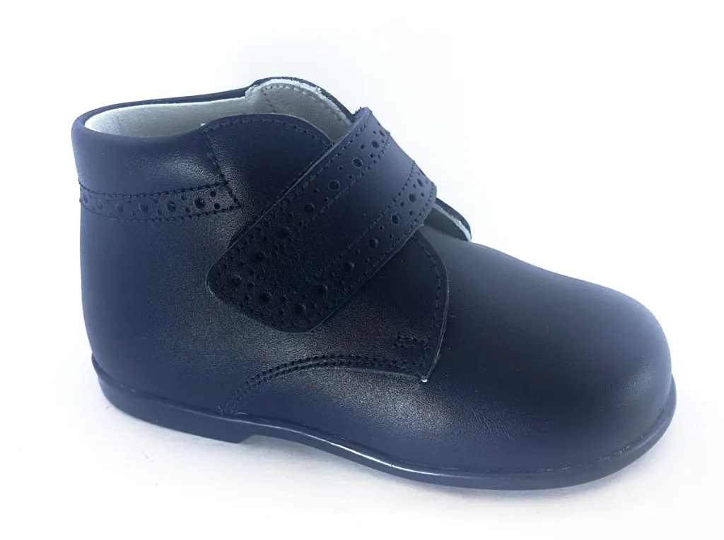 Shawn & Jeffery Navy Velcro Baby Leather Bootie
