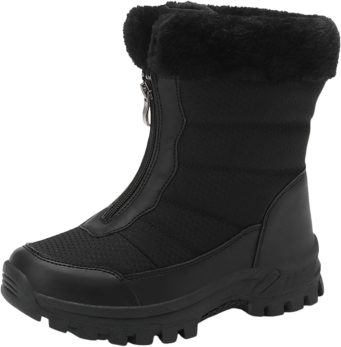 Snow Boots for Women Winter High-Top Large Size Cotton Shoes Thickened Long Hair Velvet Warm Mid-Calf Snow Boots