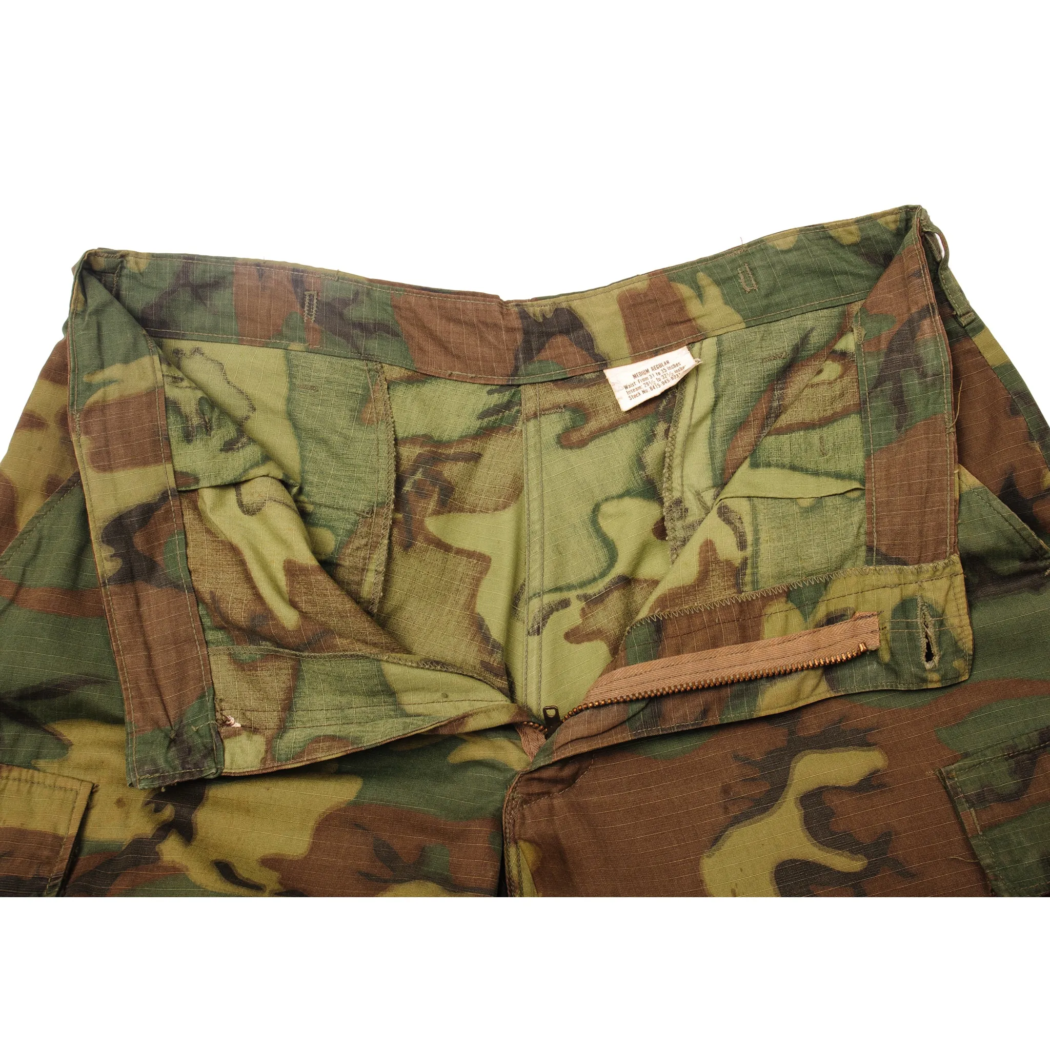 VINTAGE US ARMY TROPICAL COMBAT TROUSERS 6TH PATTERN ERDL RIP STOP PANTS 1968 SIZE MEDIUM REG W35 L29