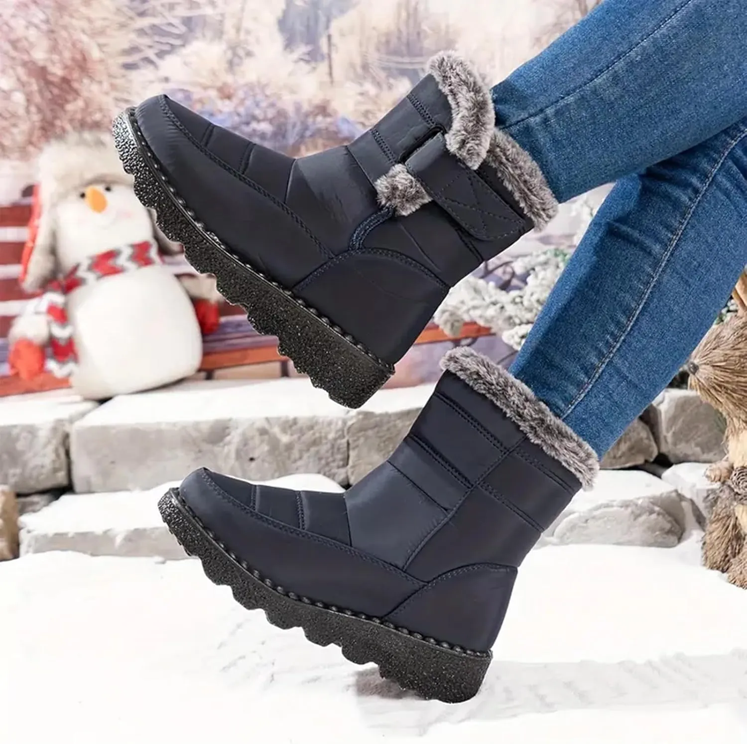 Winter Boots for Women Snow Boots for Women Ladies Fashion Winter Plush Insulation Solid Color Thick Heels Snow Boots