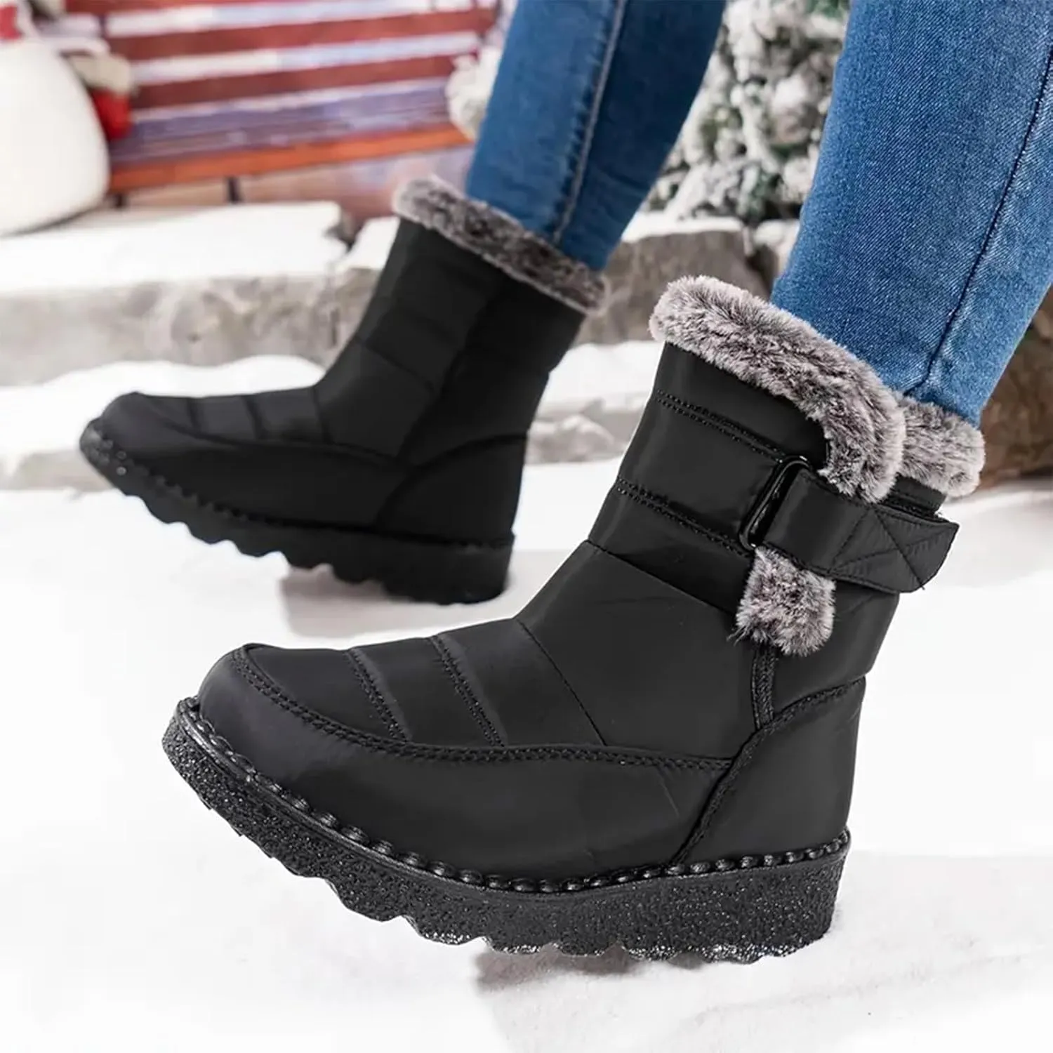 Winter Boots for Women Snow Boots for Women Ladies Fashion Winter Plush Insulation Solid Color Thick Heels Snow Boots