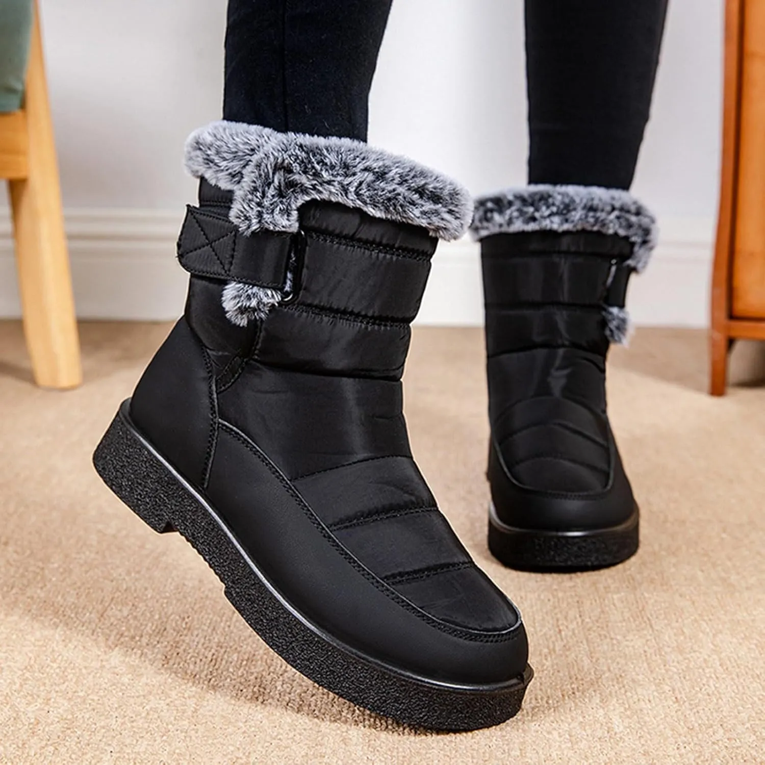 Winter Boots for Women Snow Boots for Women Ladies Fashion Winter Plush Insulation Solid Color Thick Heels Snow Boots
