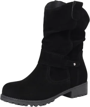 Womens Ankle Boots Mid Calf Dress Boots For Women Biker Boots Women Round Toe Chunky Low Heel Combat Boots Comfort Slouchy Bootie Fashion Festival Boots Riding Military Boots for Women