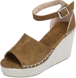 Women's Platform Sandals 2025 Espadrilles Dressy Casual Sandals Travel Slides Wedge Ankle Strap Open Toe Sandal 2025