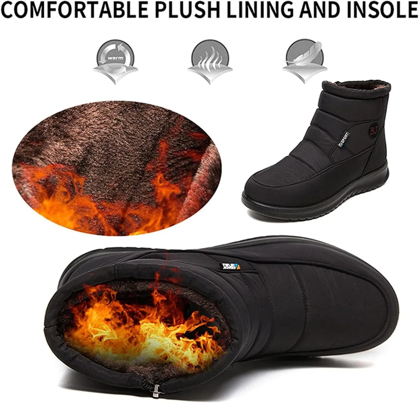 ZBYY Womens Warm Fur Lined Winter Snow Boots Waterproof Ankle Boots Outdoor Booties Comfortable Shoes for Women